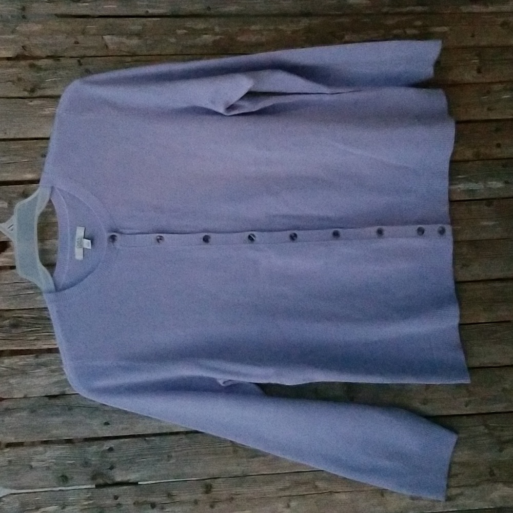 SOFT LAVENDER LARGE CROFT & BARROW CARDIGAN SWEATER NWT